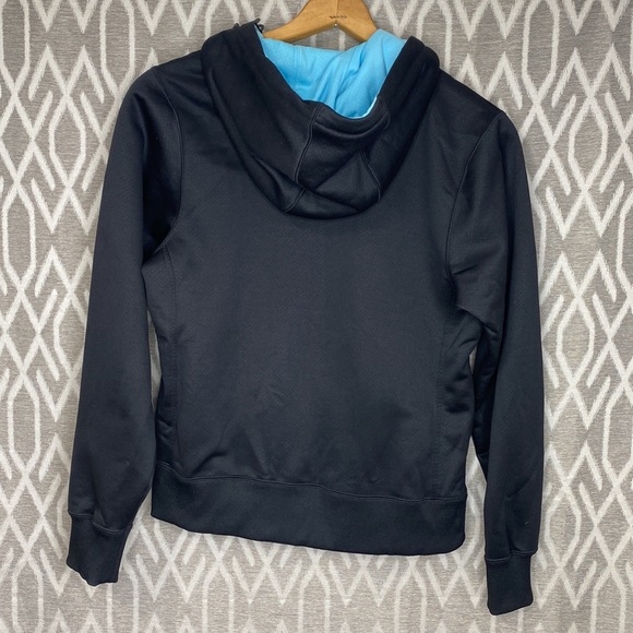 Under Armour Full Zip Fleece Lined Hoodie Black w/ Sky Blue Hood Size: Medium - Picture 2 of 3